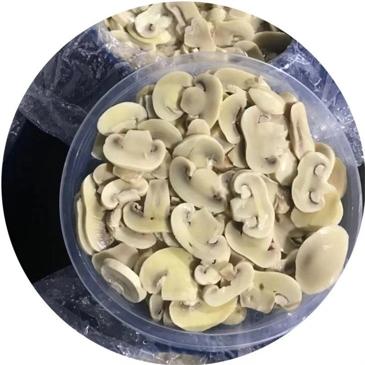 New crop sliced white mushroom in brine in drums